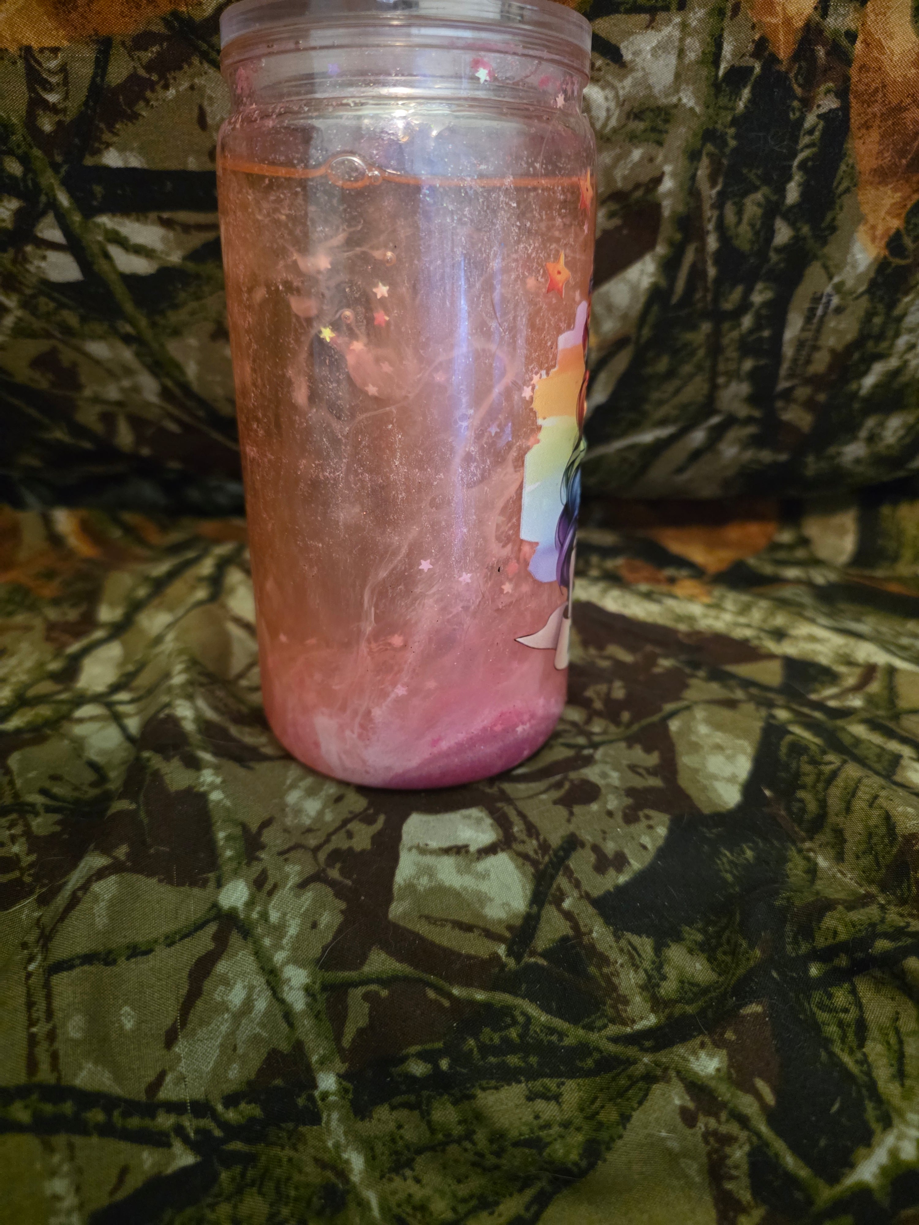16 oz Plastic Snow Globe Tumbler – Don’t Be Salty Rainbow Skeleton Cup