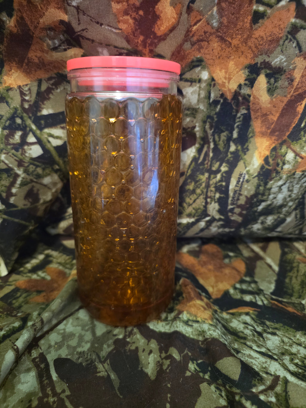 20 oz Plastic Snow Globe Tumbler – Amber Bubble Texture Glitter cup