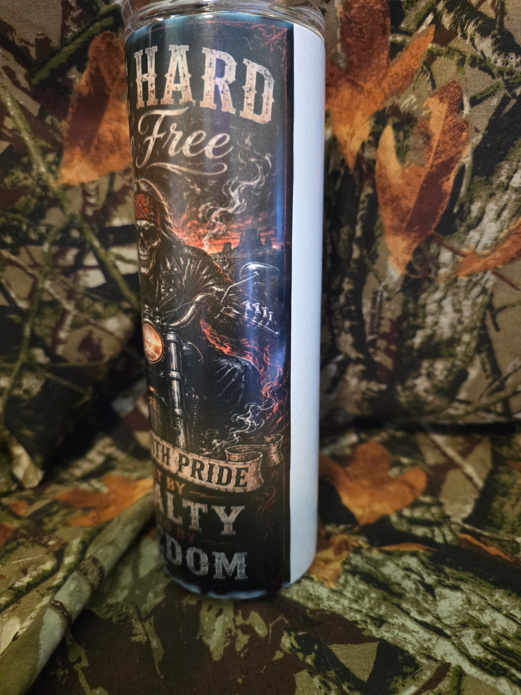 20 oz Stainless Steel Biker Skull Tumbler – Ride Hard Live Free