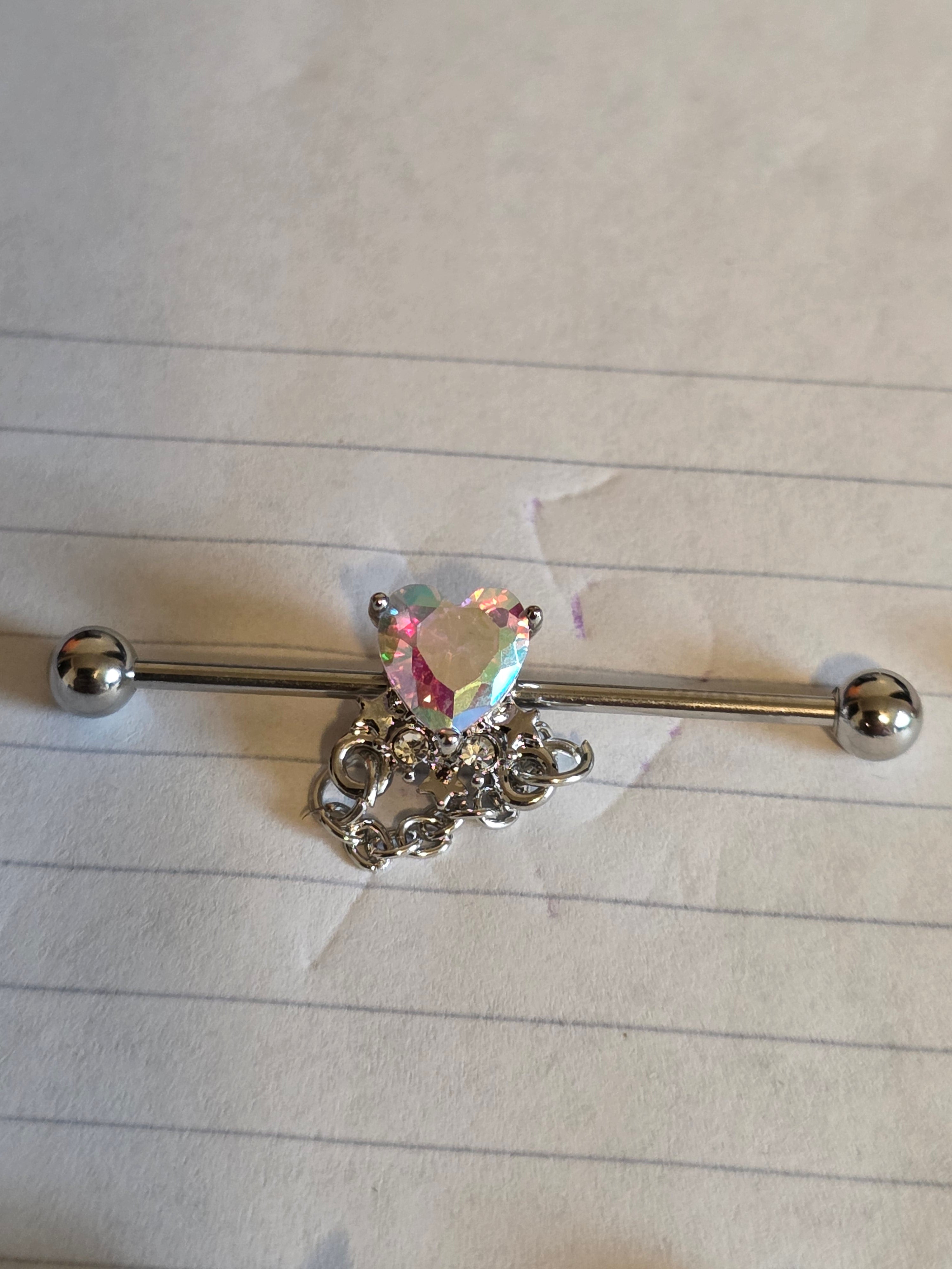 Surgical Steel Industrial Bar Collection – Hearts, Chains & Dangle Designs