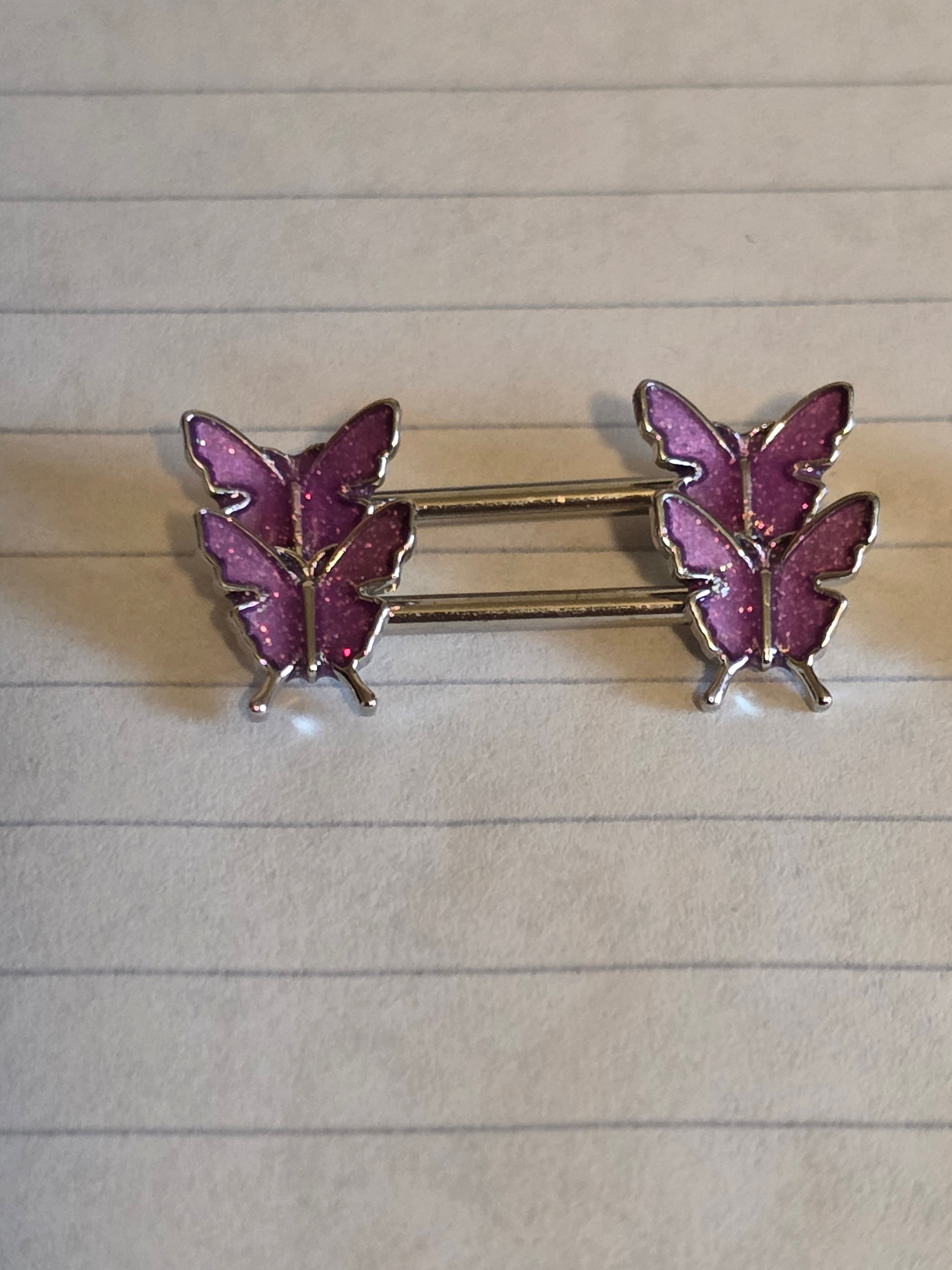 Surgical Steel Decorative Nipple Barbells – Floral & Butterfly Designs
