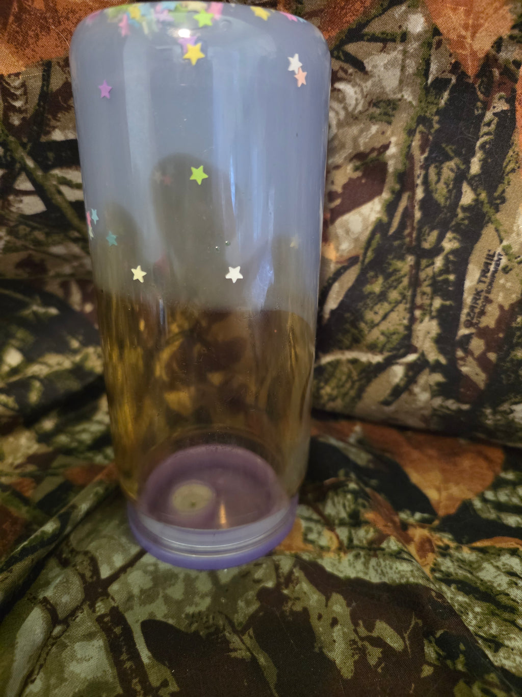 20 oz Plastic Snow Globe Tumbler – Pastel Stars Shimmer Cup