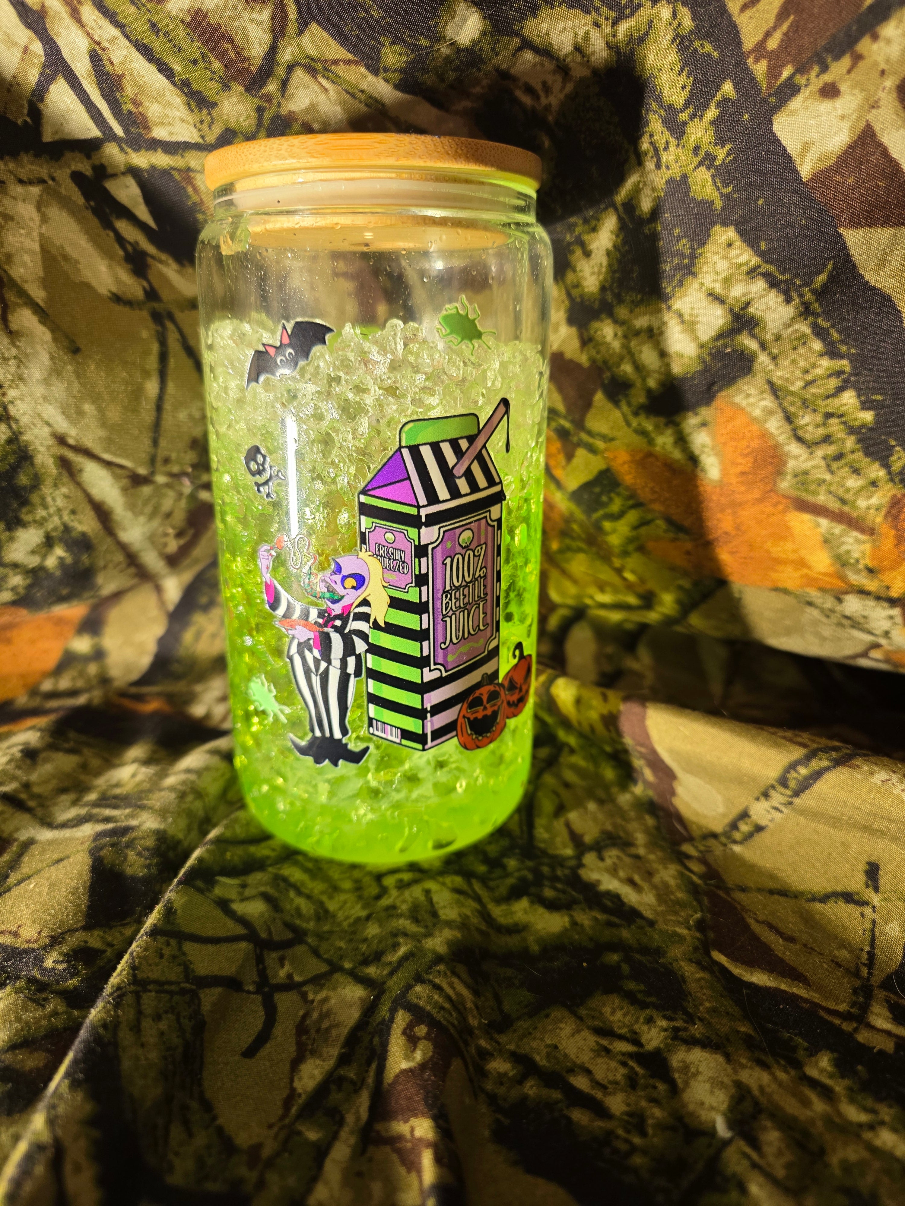 Spooky bug juice 16 oz Snow Globe Glass Mug with Handle
