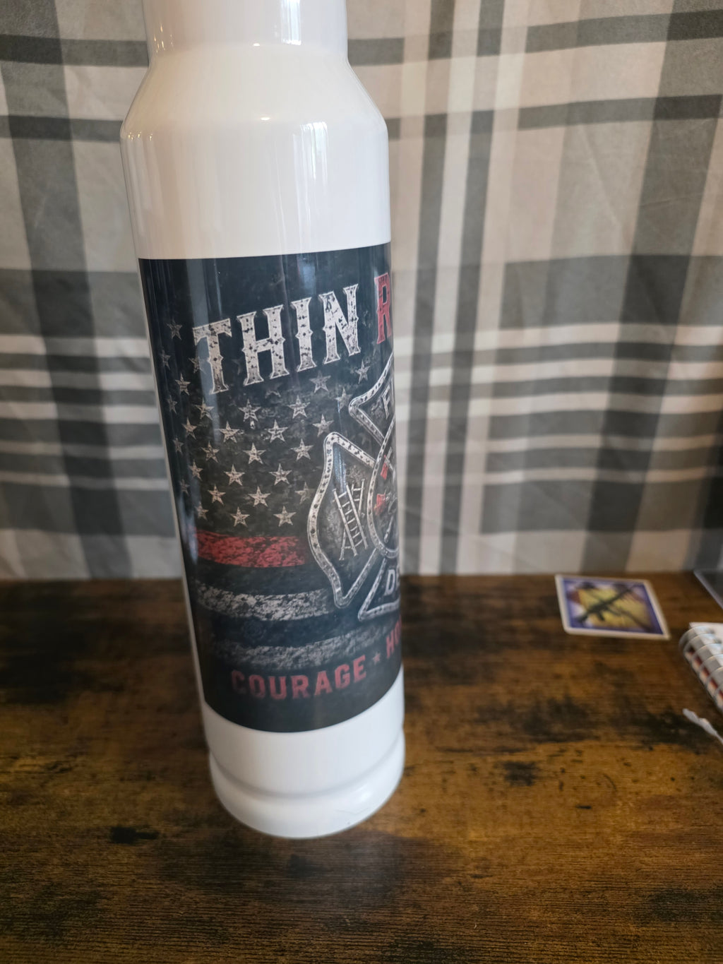 Thin Red Line Firefighter 32 oz Bullet Thermos – Courage, Honor & Sacrifice
