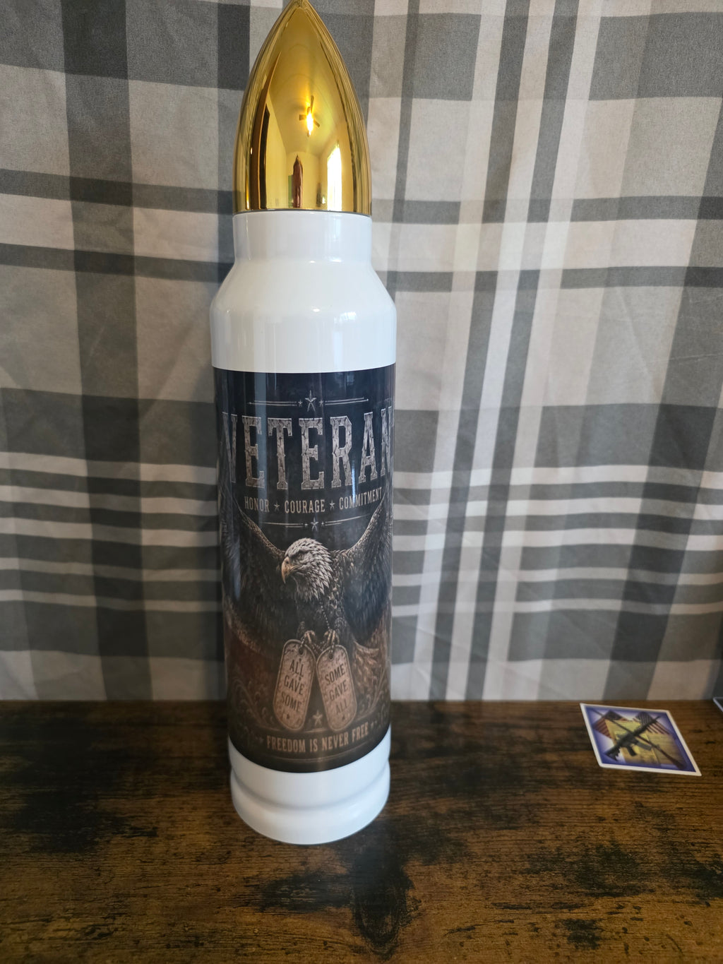 Veteran Eagle Tribute 32 oz Bullet Thermos – Honor, Courage & Commitment