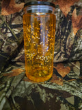 20 oz Plastic Snow Globe Tumbler – Orange Glitter Bead Cup