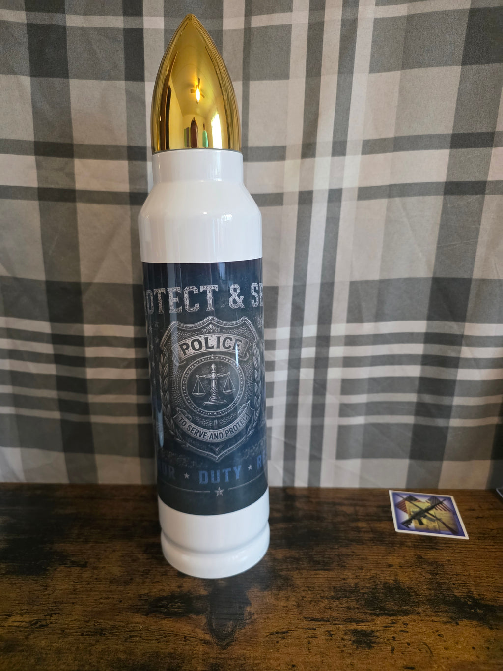 Thin Blue Line Police Tribute 32 oz Bullet Thermos