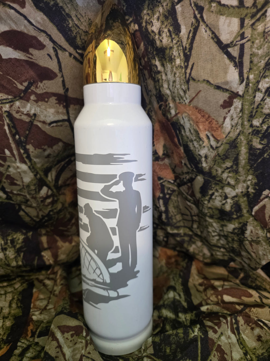 “Memorial Soldier American Flag 32oz Bullet Thermos Tumbler”