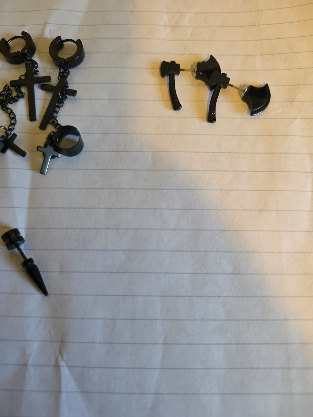 Premium Black Alternative Earring Collection – Cross, Chain, Axe & Spike Styles