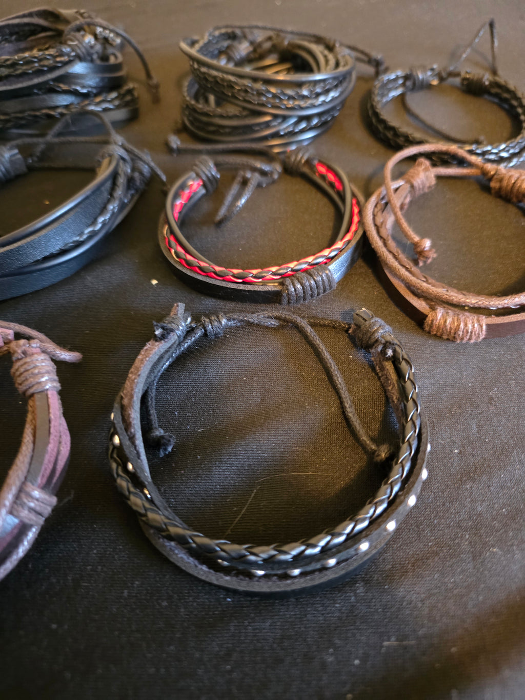 Classic Leather Bracelet Collection II – Adjustable Braided & Layered Leather Bracelets