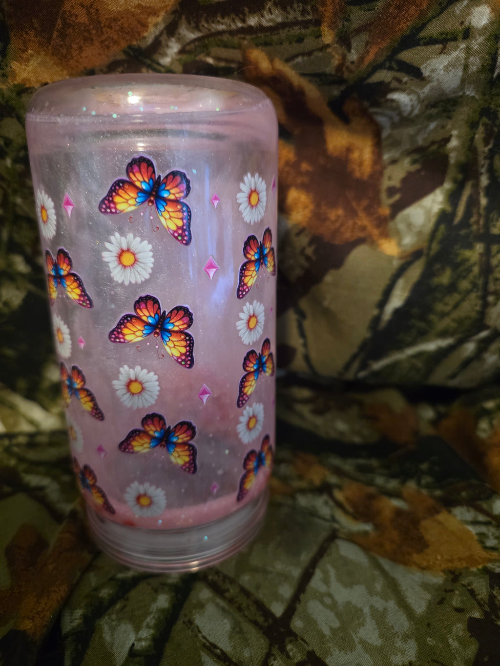 16 oz Plastic Snow Globe Tumbler – Cute Highland Cow Butterfly Cup