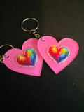 Handmade Heart Acrylic Keychains – Multiple Designs Available
