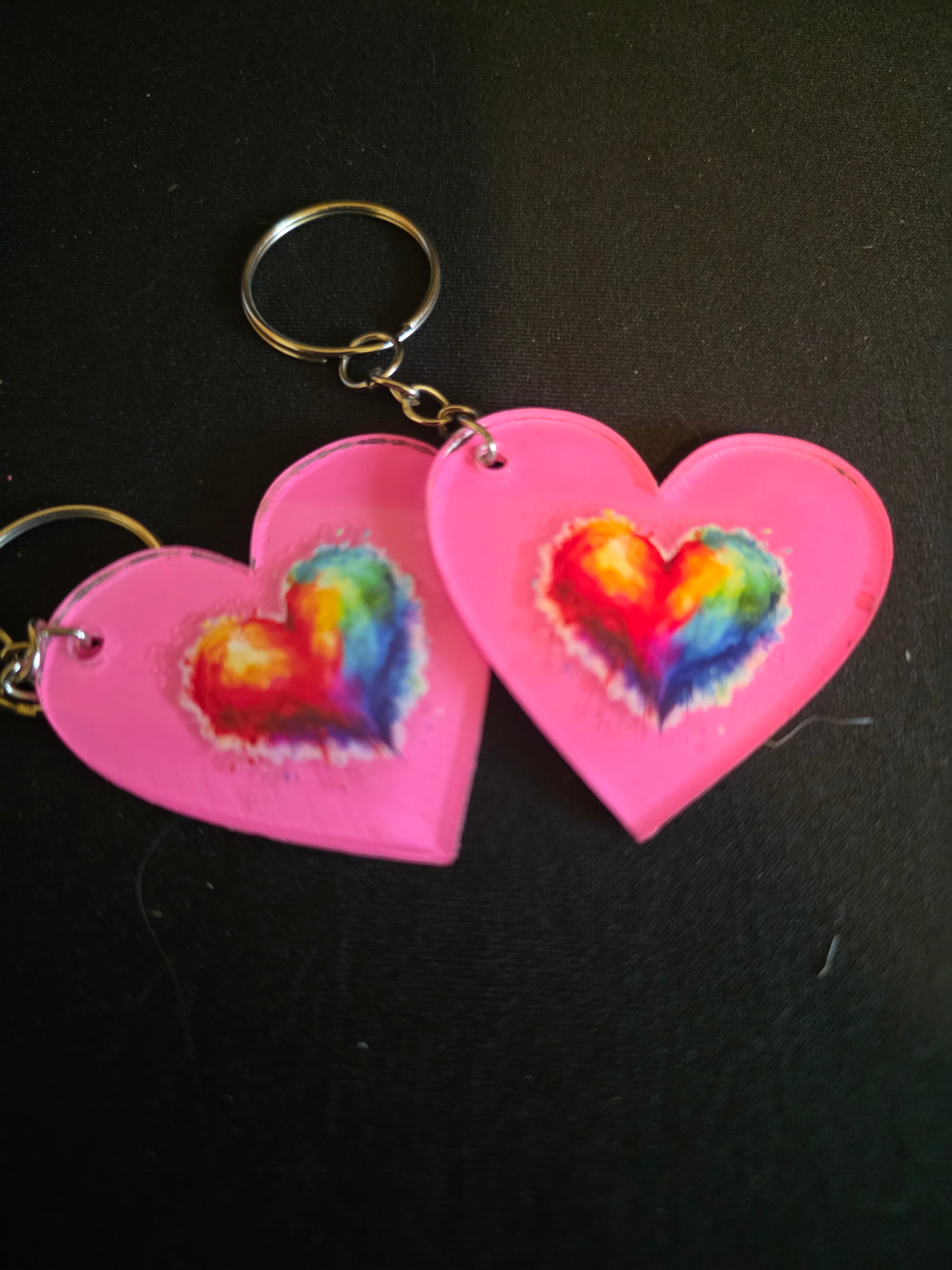 Handmade Heart Acrylic Keychains – Multiple Designs Available