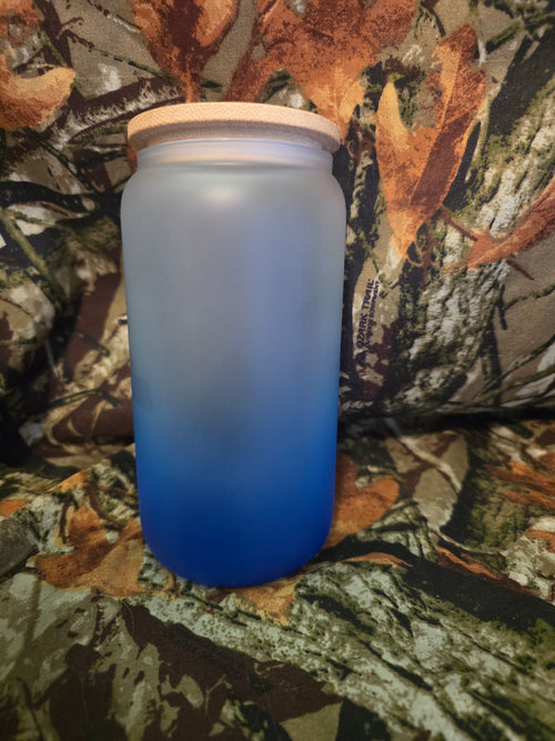 16 oz Frosted Blue Line Police Glass  Tumbler