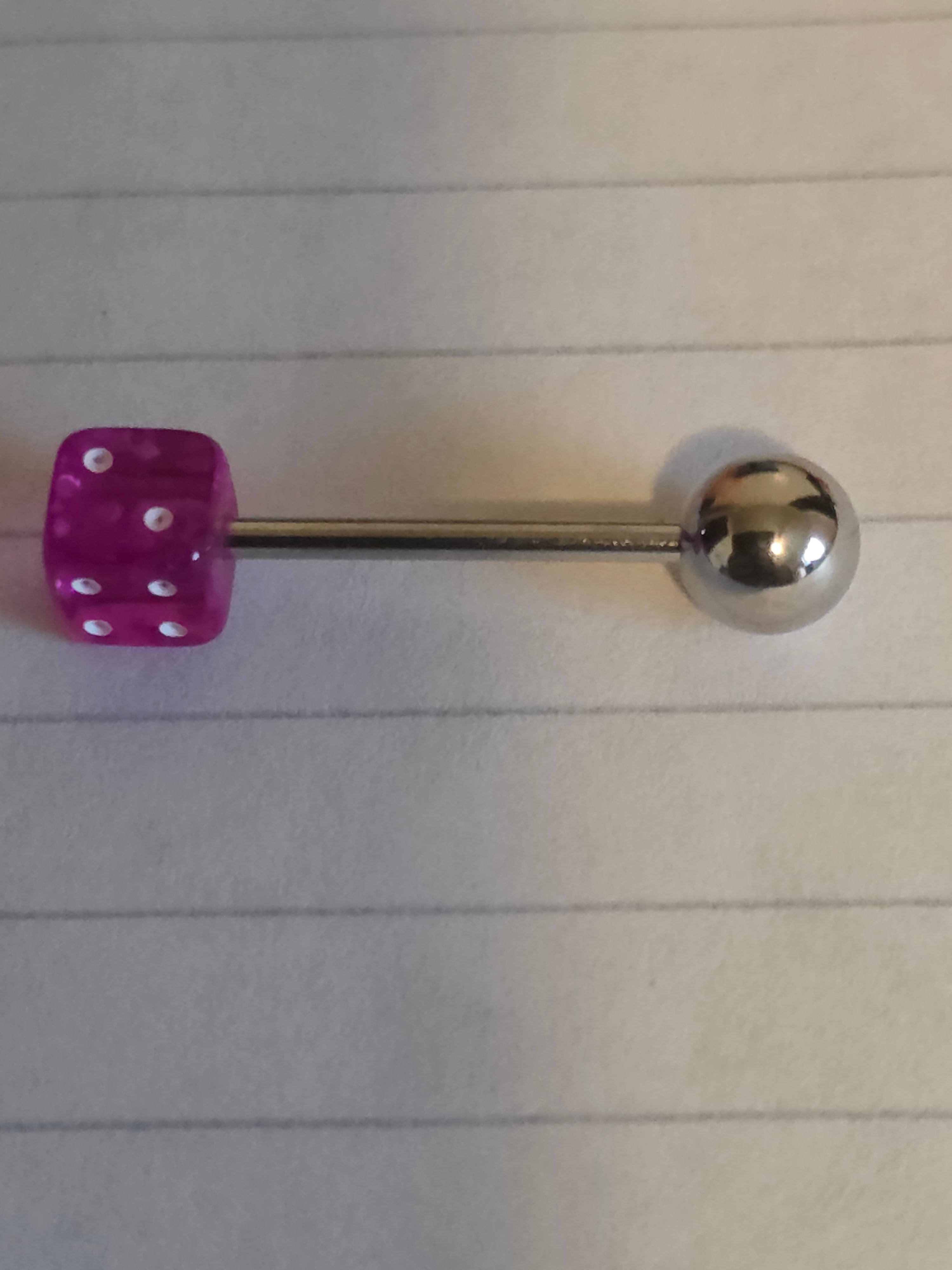 Dice Tongue Ring - Surgical Steel
