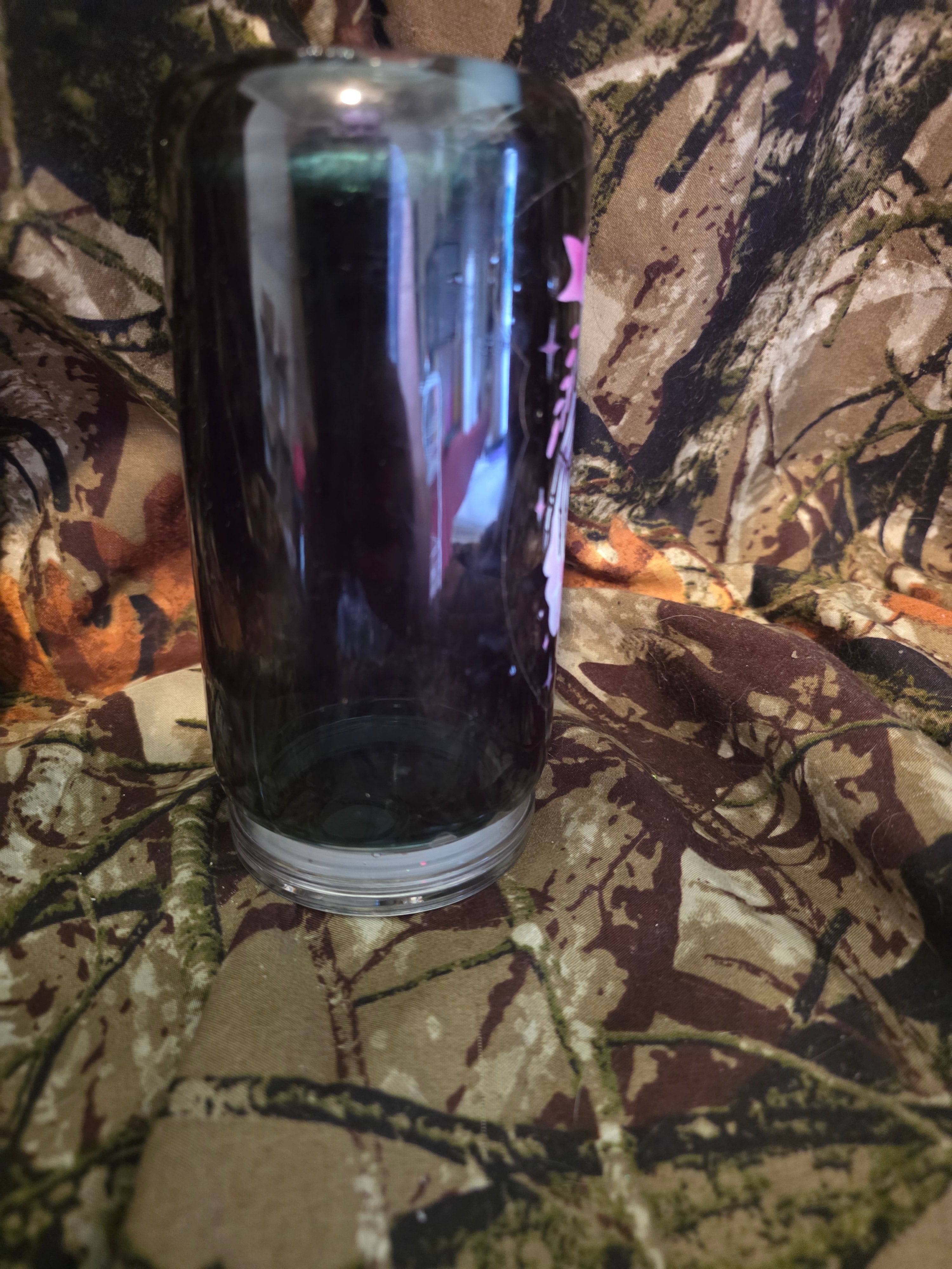16 oz Plastic Snow Globe Tumbler – Pink Skeleton Coffee Design