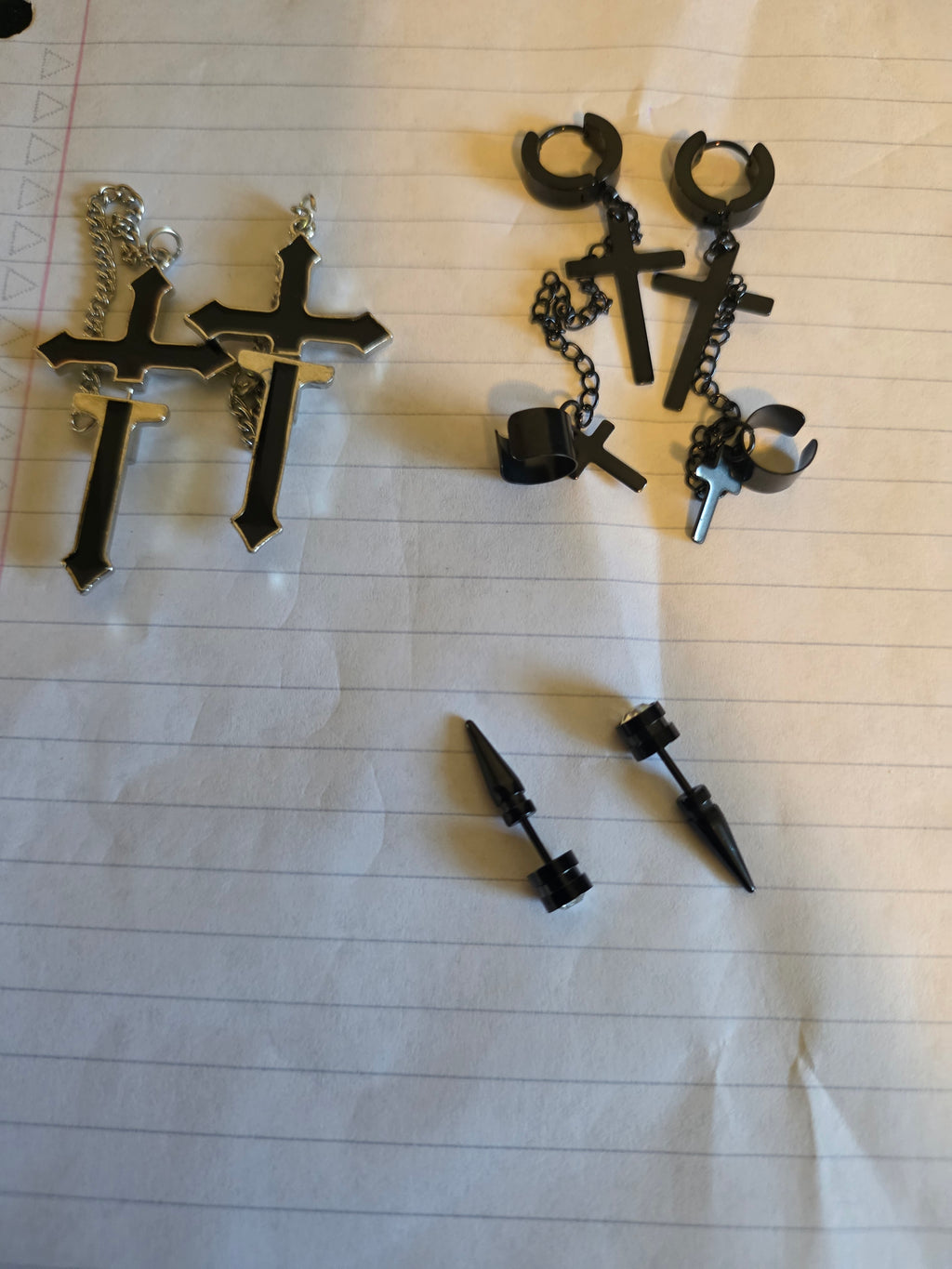 Premium Black Alternative Earring Collection – Cross, Chain, Axe & Spike Styles