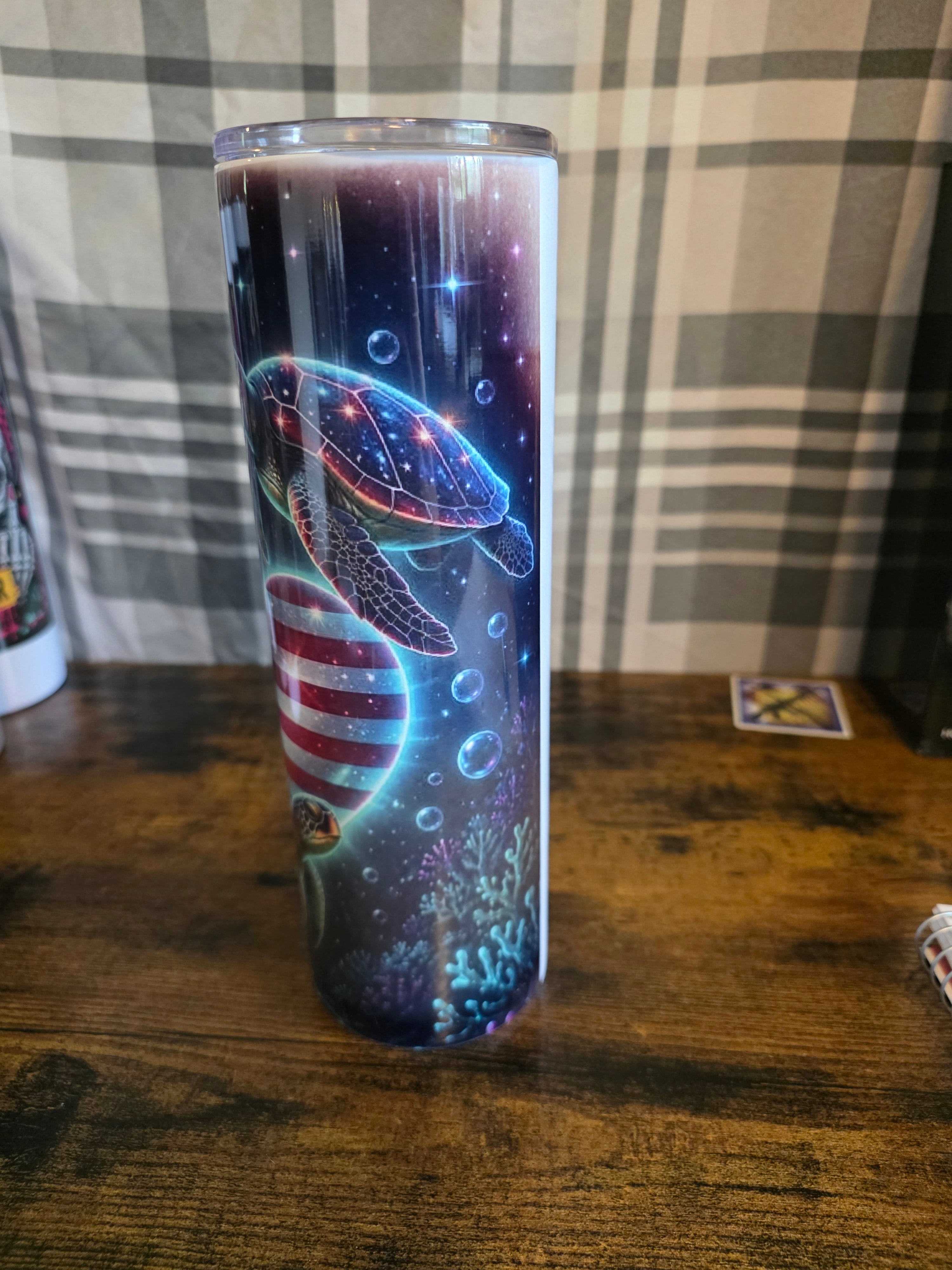 Patriotic Sea Turtle Heart 30 oz Skinny Tumbler