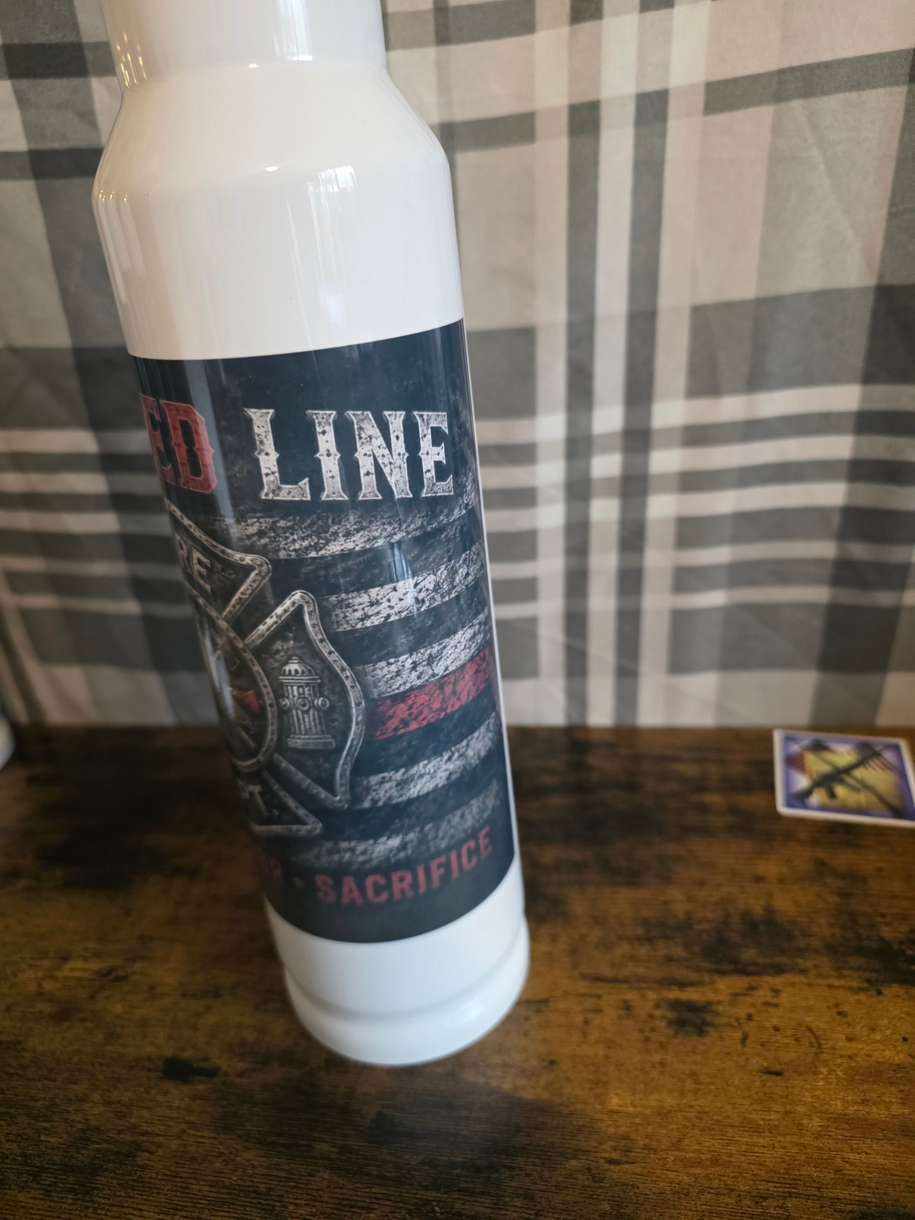 Thin Red Line Firefighter 32 oz Bullet Thermos – Courage, Honor & Sacrifice