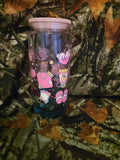 20 oz Plastic Snow Globe Tumbler – Pink Nurse Glitter Cup