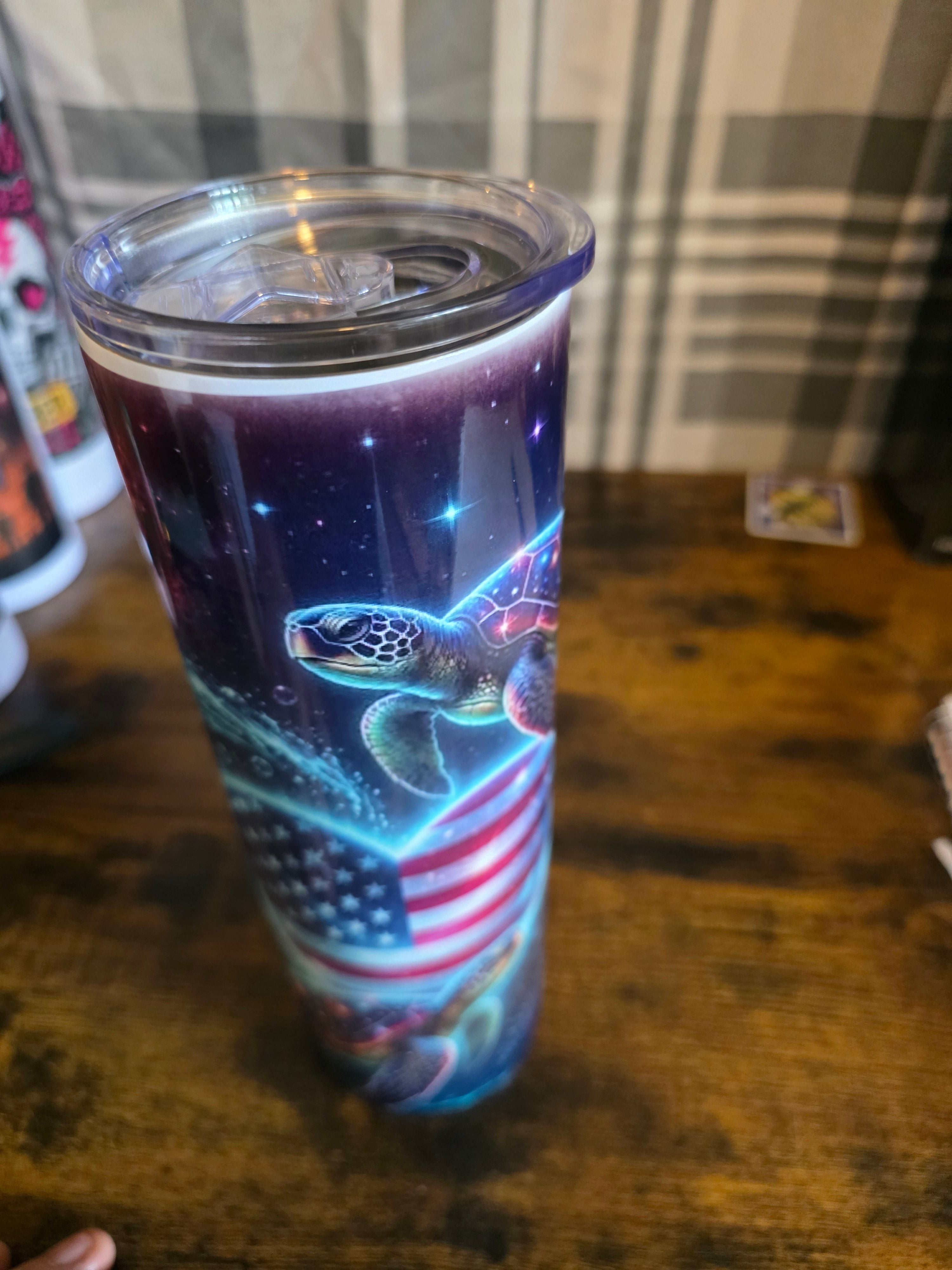 Patriotic Sea Turtle Heart 30 oz Skinny Tumbler