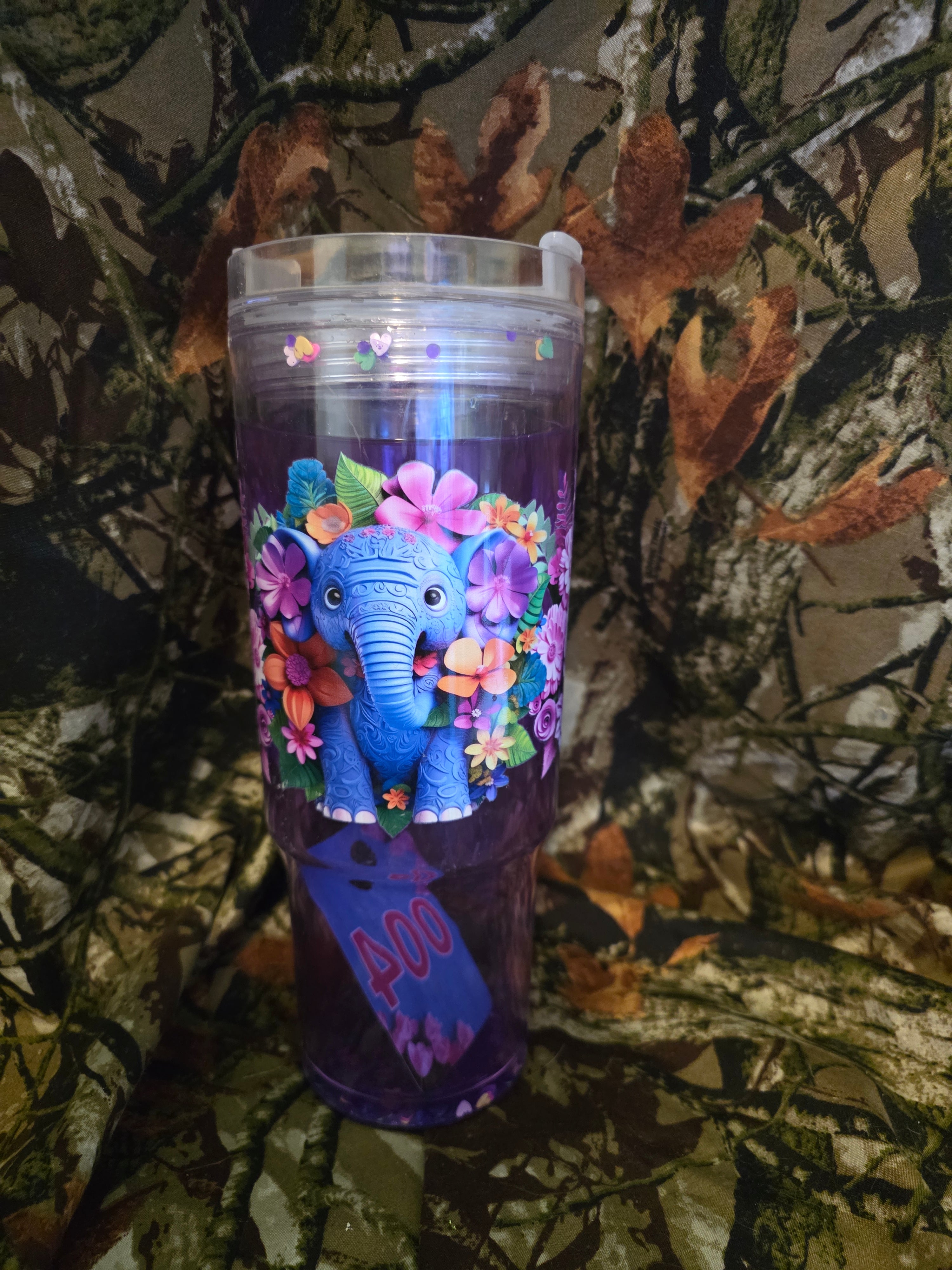 Floral Elephant 40 oz Snow Globe Tumbler