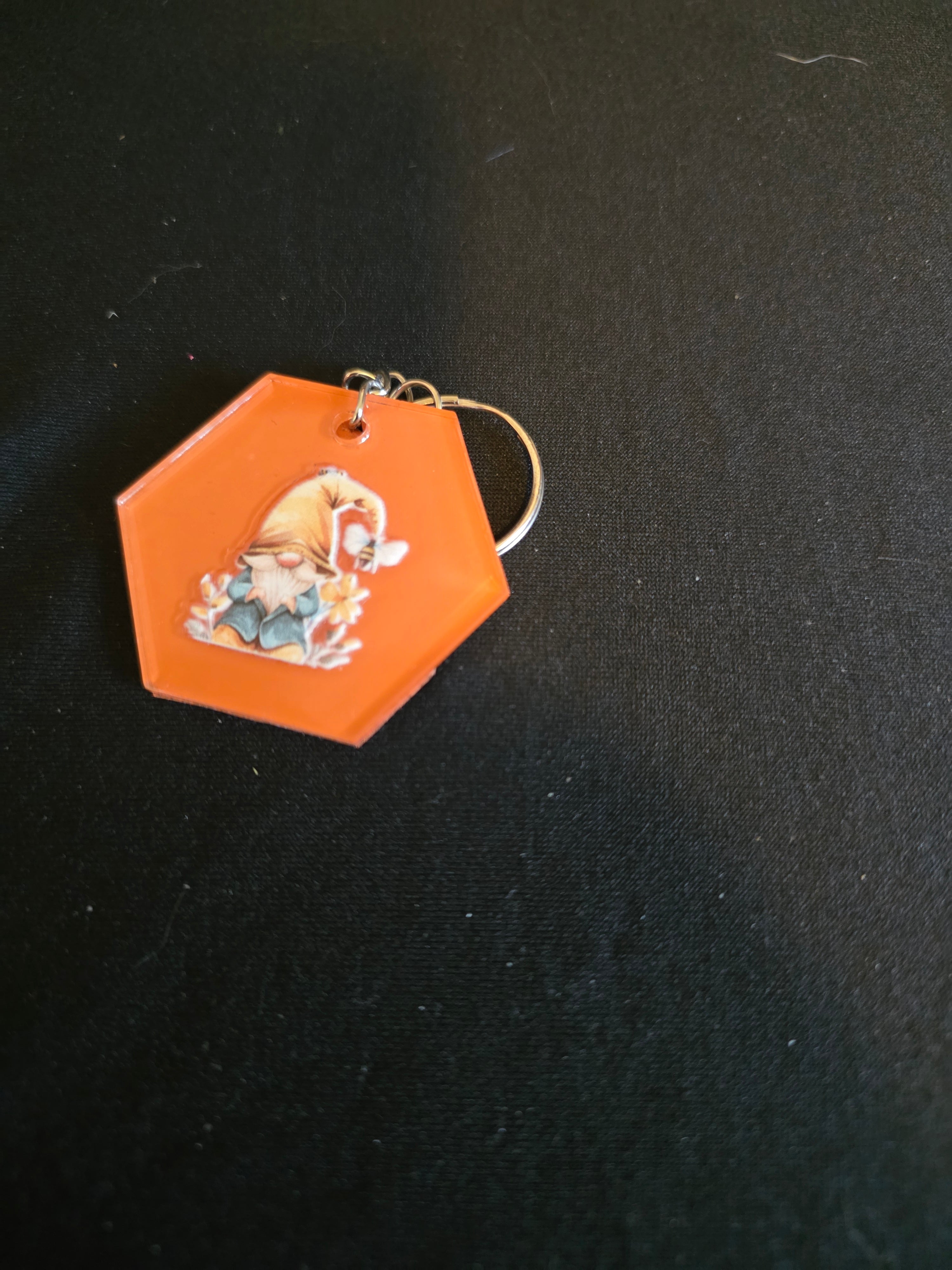 Handmade Hexagon Acrylic Keychains – Multiple Designs Available