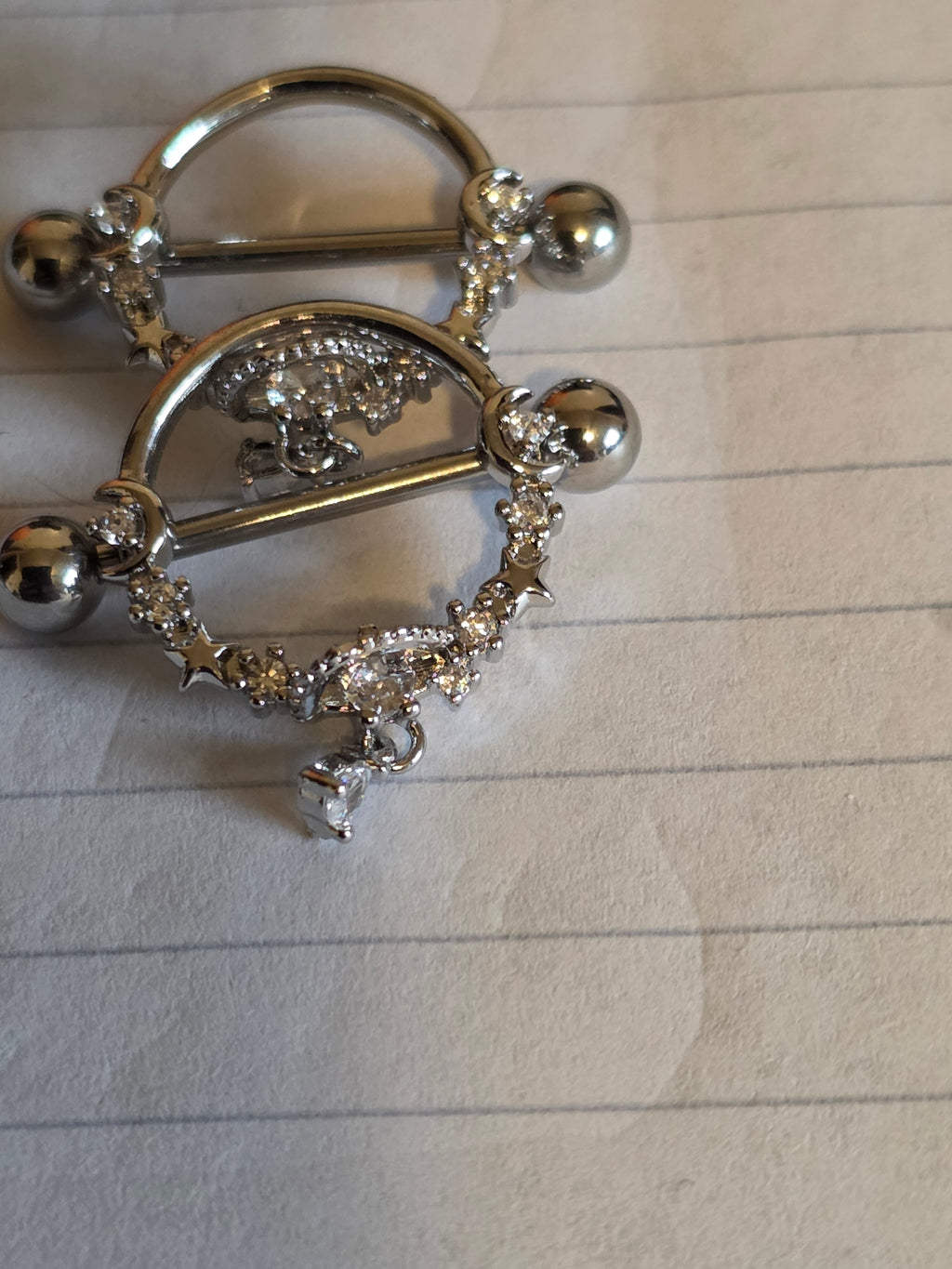 Heart Nipple Ring Collection – Crystal & Pink Heart Designs