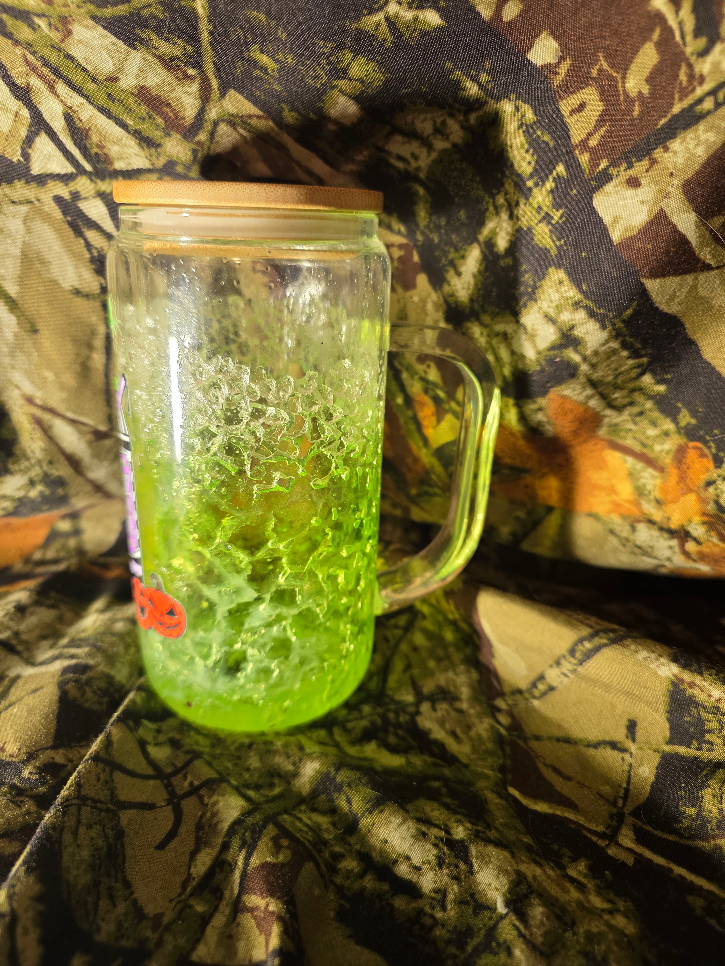 Spooky bug juice 16 oz Snow Globe Glass Mug with Handle