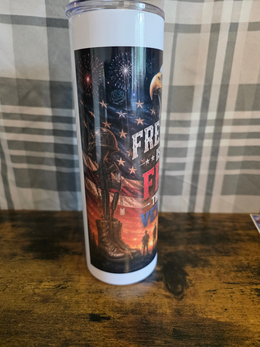 Freedom Isn't Free Eagle Veteran 30 oz Stainless Steel Insulated Tumbler