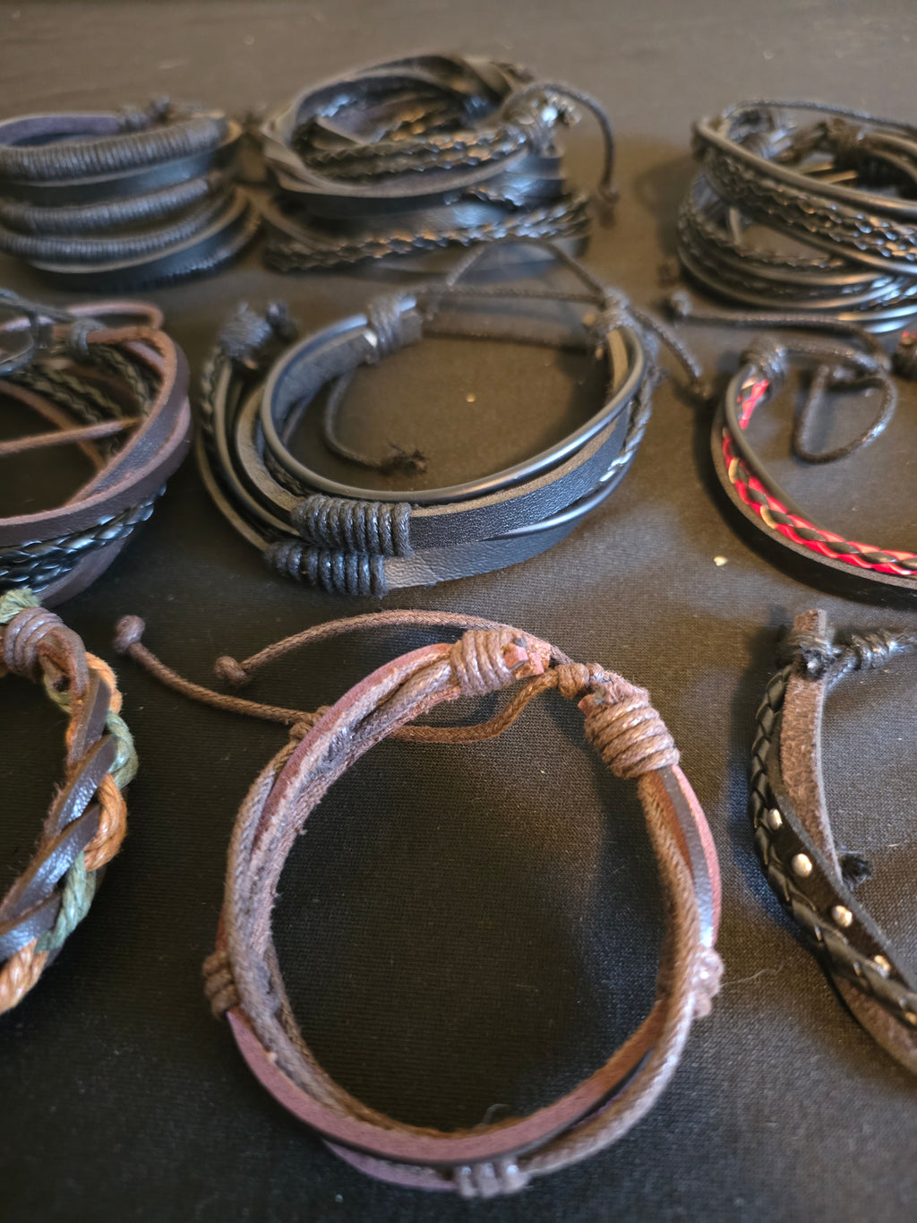 Classic Leather Bracelet Collection II – Adjustable Braided & Layered Leather Bracelets