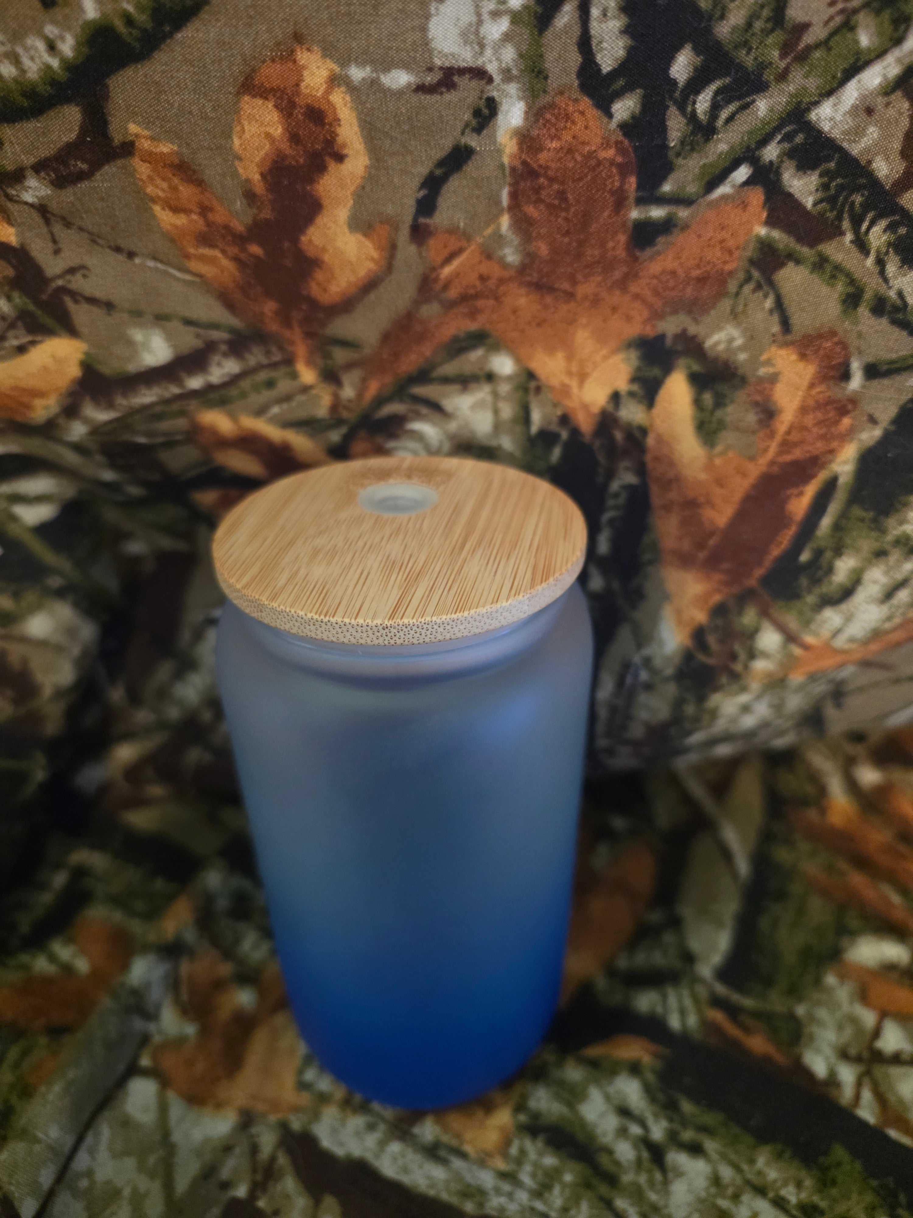 16 oz Frosted Blue Line Police Glass  Tumbler
